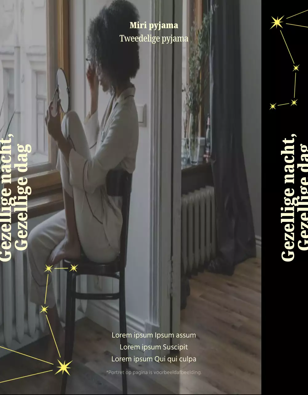 Een nieuwe minimalistische pyjama in geel en lichtblauw.