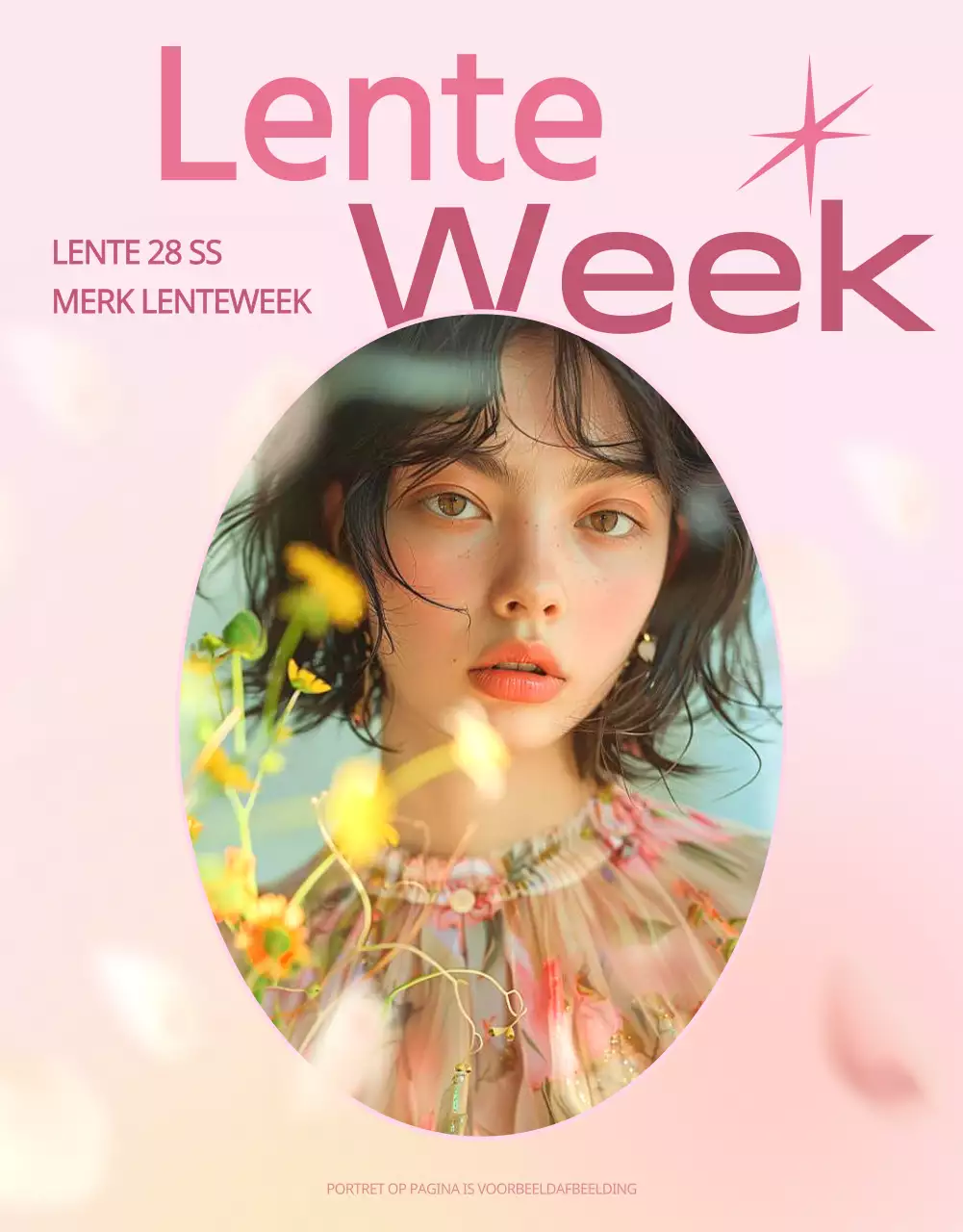 Trendy voorjaarsreclame in roze en geel