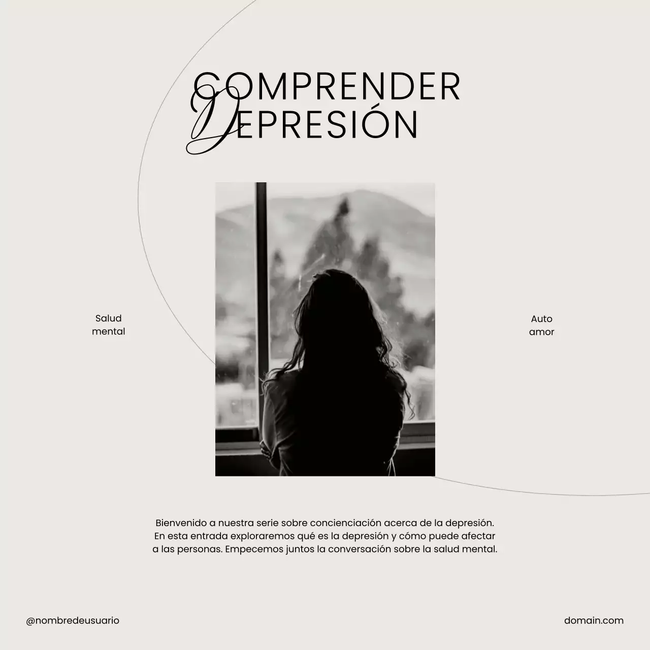Beige Blanco y Negro Campaña de amor propio para el cuidado mínimo de la salud mental