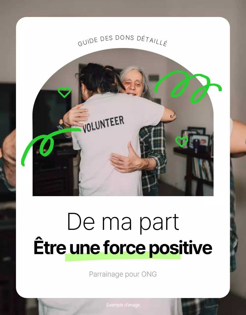 Informations simples sur le parrainage des ONG en blanc et en couleurs fluorescentes