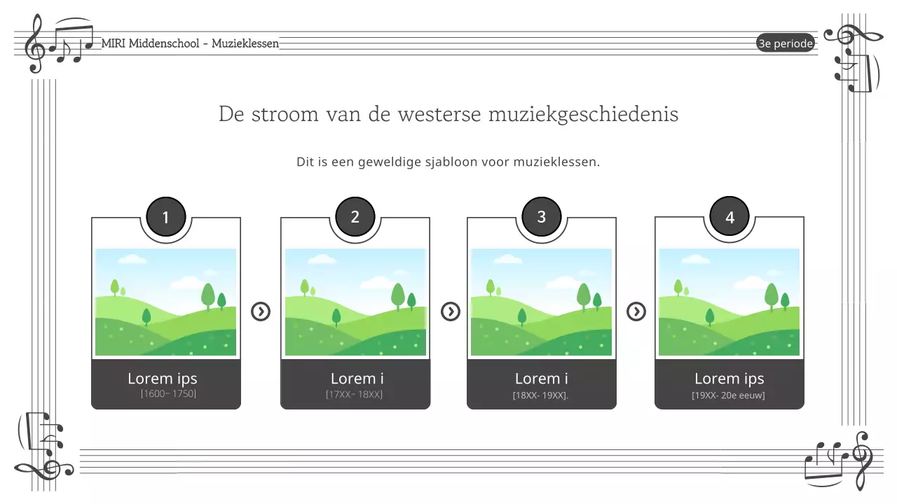 Eenvoudig zwart-wit lesmateriaal voor muziek