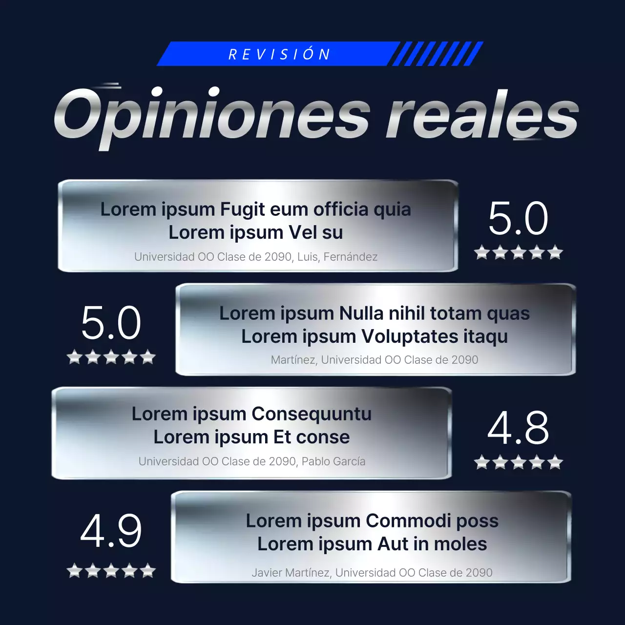 Promocionando la escuela de cram acentuada en azul marino y plata