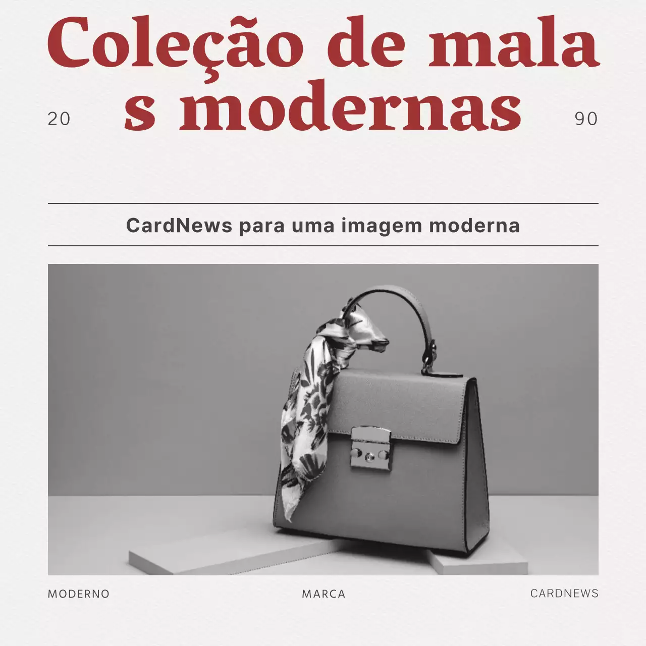 Um briefing de marca para uma mala moderna em vermelho, preto e branco