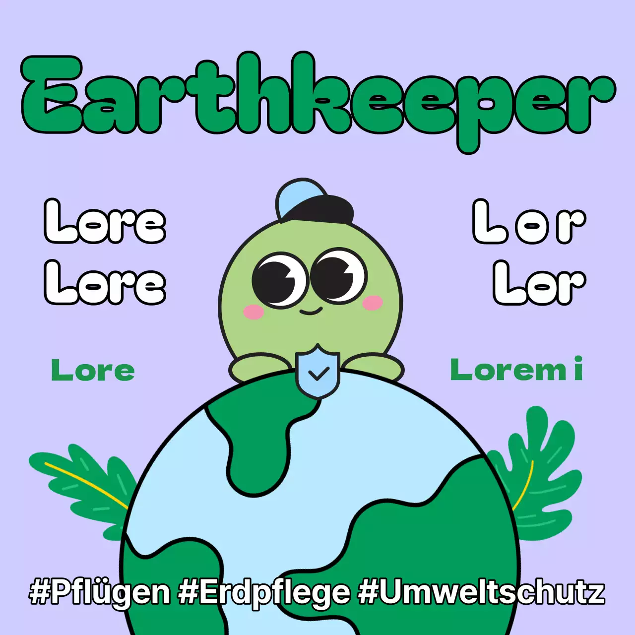 Eine poppig-künstlerische Anzeige zum Tag der Umwelt in Hellblau und Chartreuse.