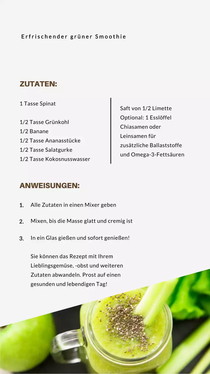 Grüner und grauer Natur-Smoothie-Rezept Einführung