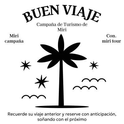 Mercancía sencilla de agencia de viajes con palmeras, estrellas y olas