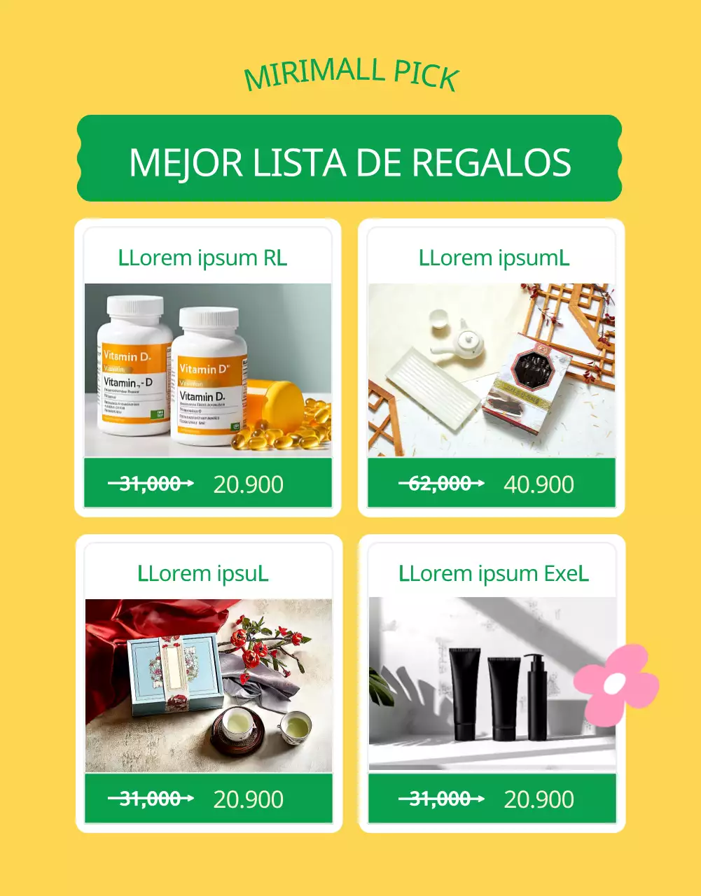 Promover los productos del mes de la familia verde y amarilla