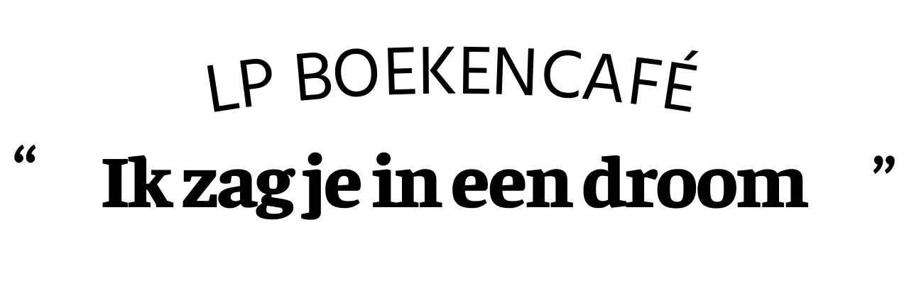 Bookcafe merchandise met sentimentele zinnen in gebogen tekst en schreefletters