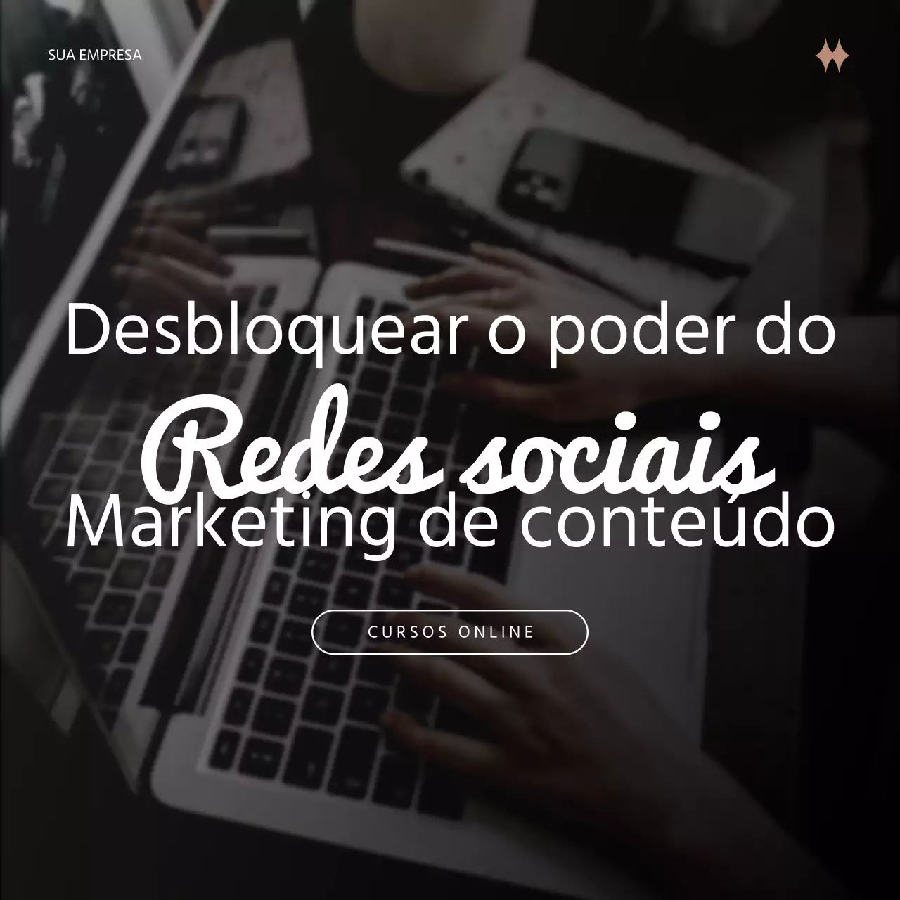 Publicidade de marketing de conteúdos moderna a preto e bege