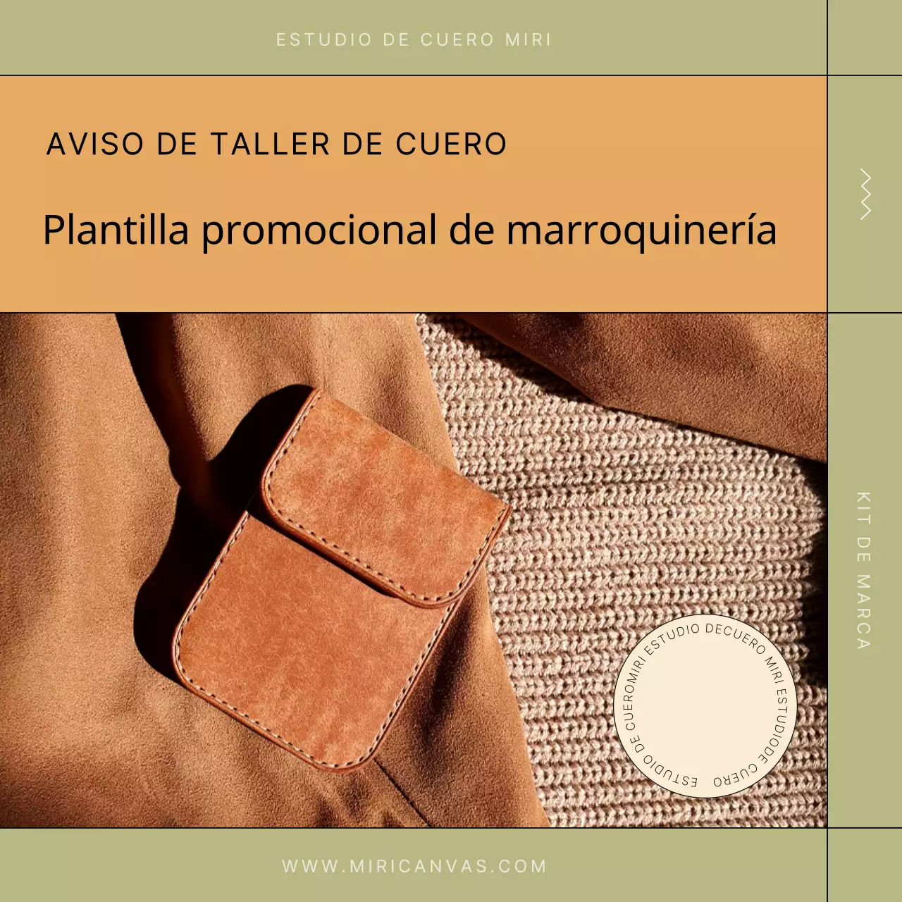 Promueva un moderno taller de marroquinería en caqui y beige
