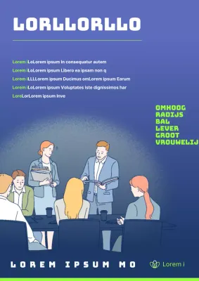 Moderne huuraankondiging werkruimte in blauw