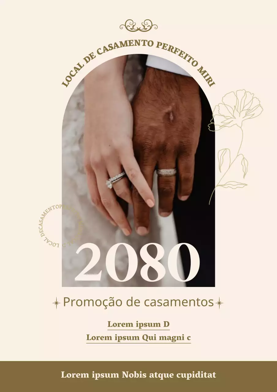 Cartaz de promoção de casamento elegante em bege e castanho