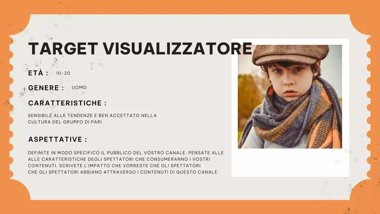 Piano dei contenuti video retrò rosso e arancione