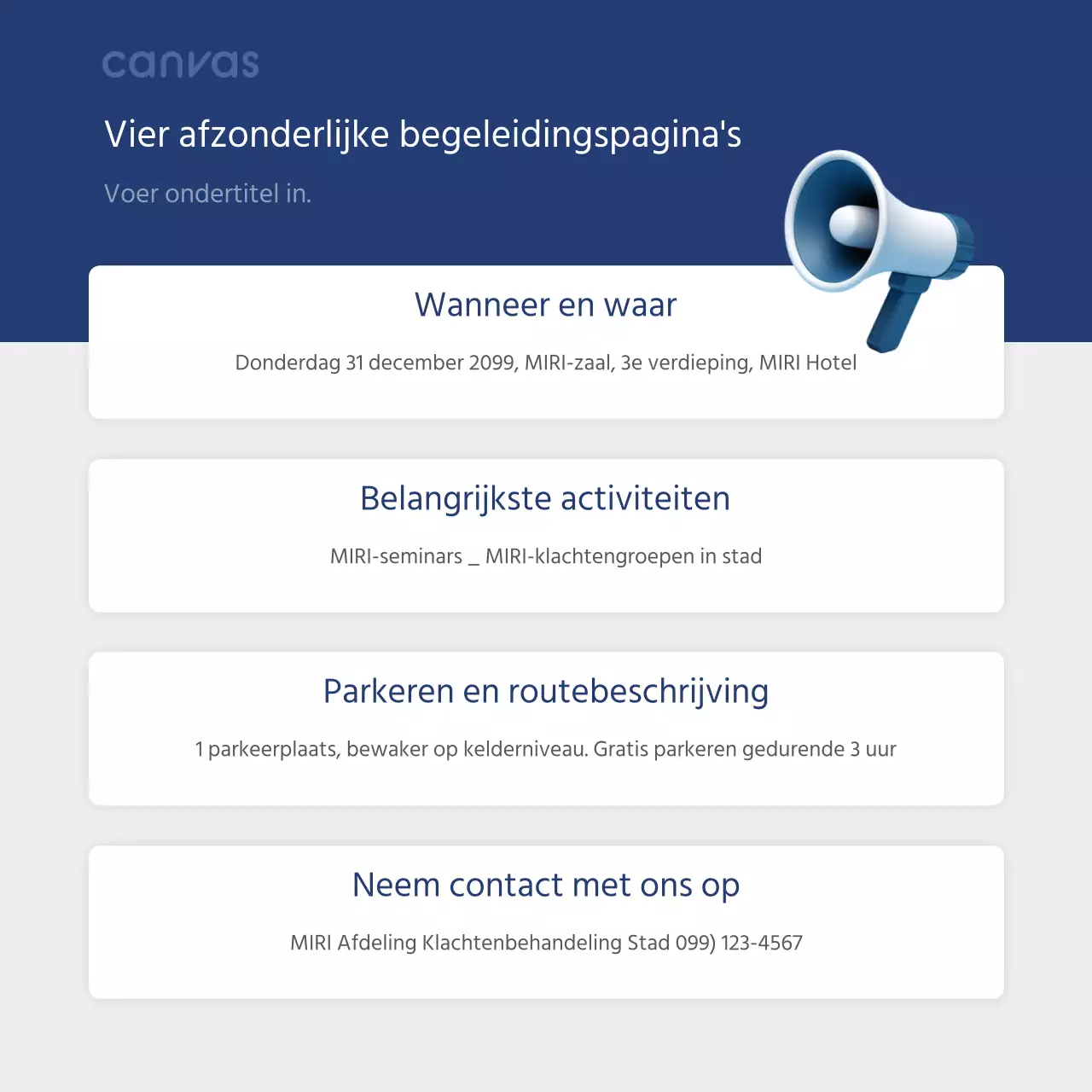 Een strakke, tabelvormige kaart in blauw en grijsNieuwsaankondigingen