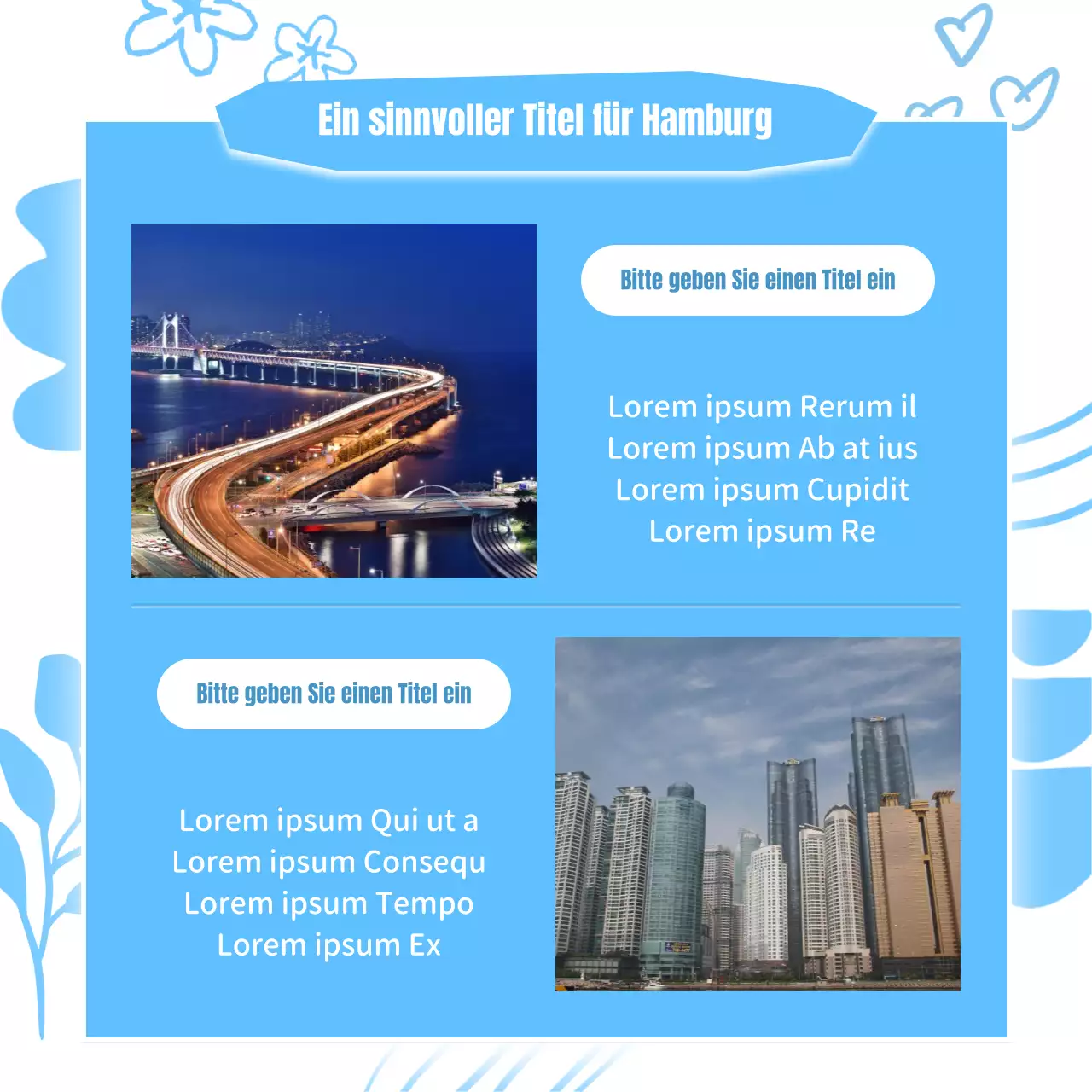 Ein kitschiger, hellblau-weißer Busan-Nachbarschaftsführer