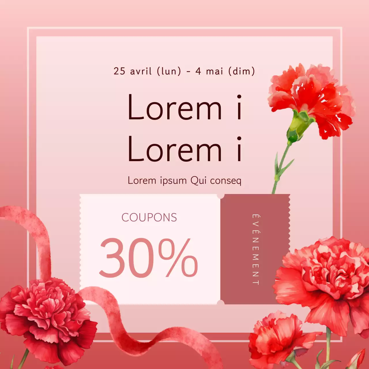 Une annonce moderne pour la fête des mères en rouge et orange