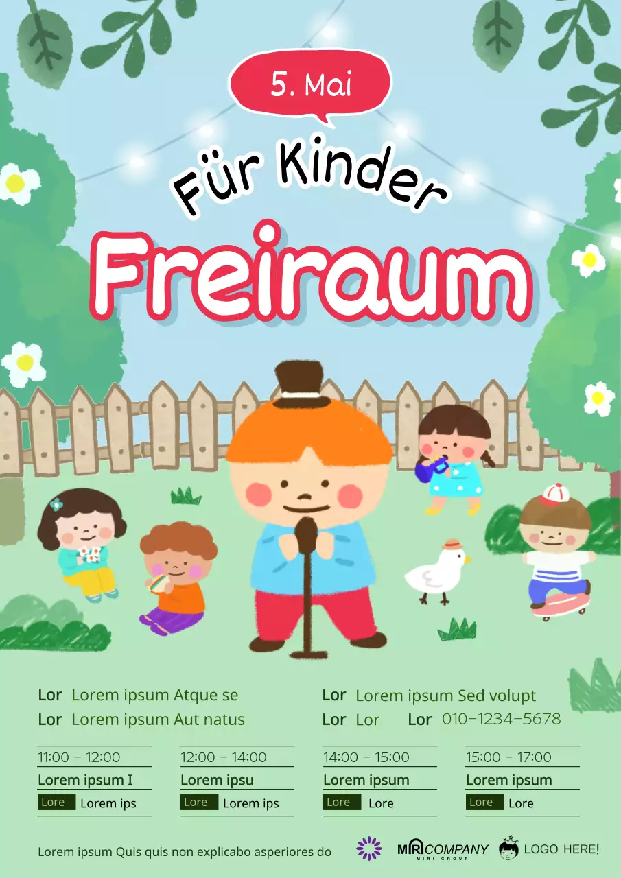 Niedliches grünes Plakat für Kinderaufführungen