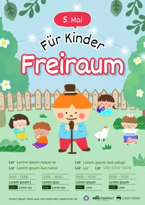 Niedliches grünes Plakat für Kinderaufführungen