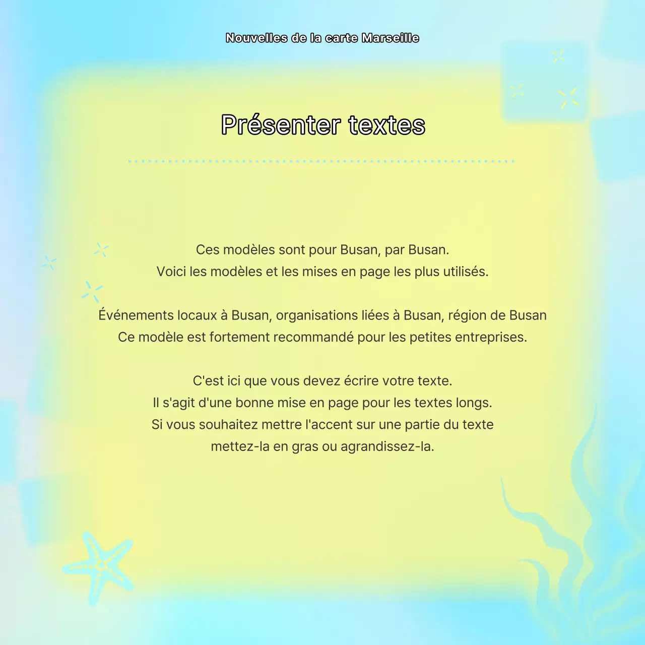 Guide de quartier de Busan avec des touches de jaune et de bleu clair