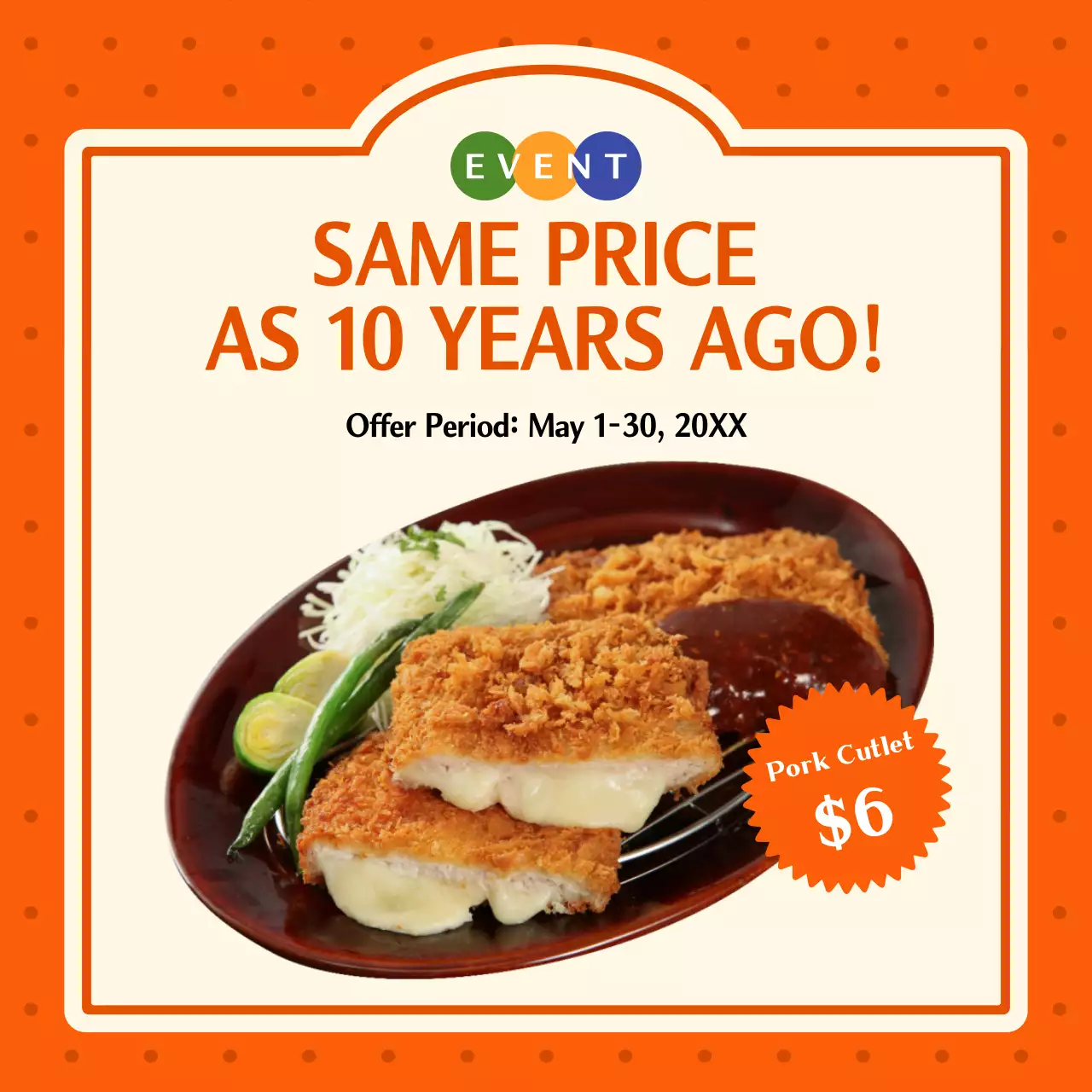 Orange Retro Food Promotion Social Media Post