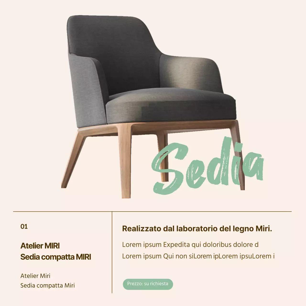 Un semplice post di promozione del laboratorio in beige e verde
