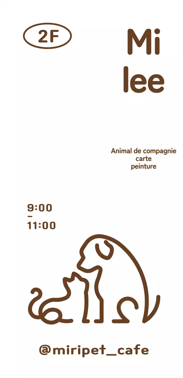 Une police de caractères mignonne avec un logo illustré de lignes de chiens et de chats et un panneau de signalisation avec une note d'avertissement.