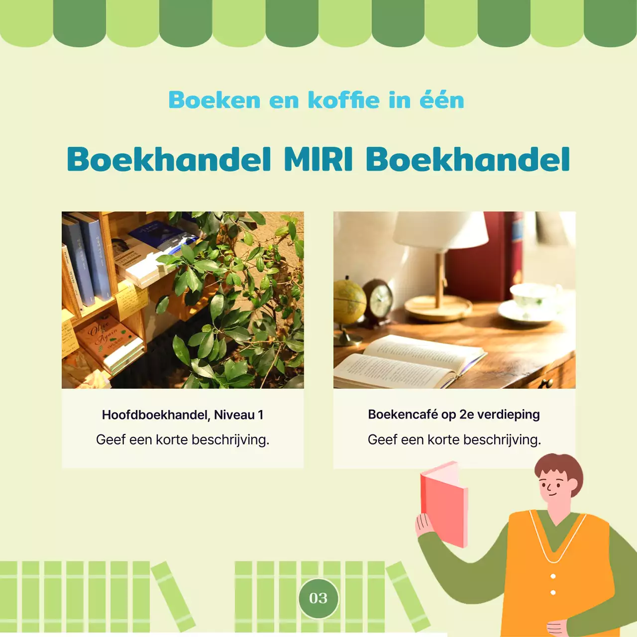 Een rondleiding door deze gele en groene boekwinkel