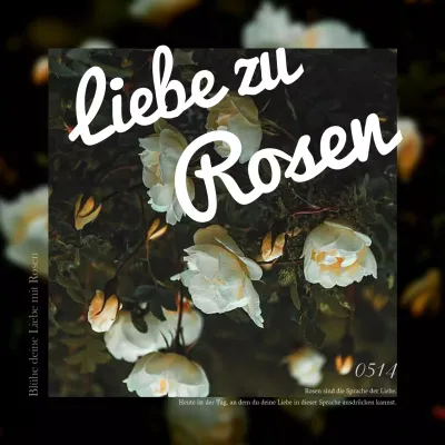 Eine minimalistische Anzeige zum Rosentag in Weiß und Grau