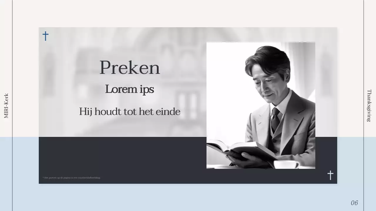 Eenvoudige kerkdienstgids in lichtblauw en marineblauw