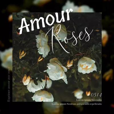 Une publicité minimaliste pour la Journée des roses en blanc et gris