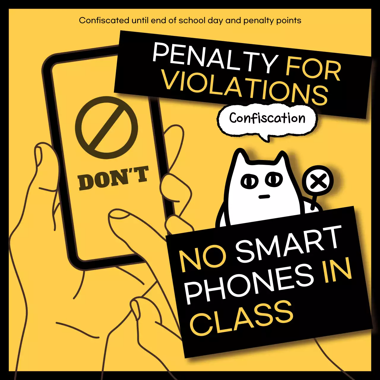 Yellow Retro Smartphone Notice Social Media Post