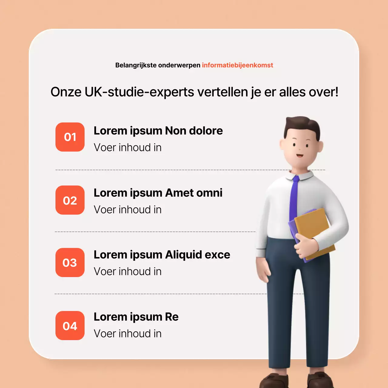 Eenvoudige promotie voor studie in het buitenland met een oranje achtergrond