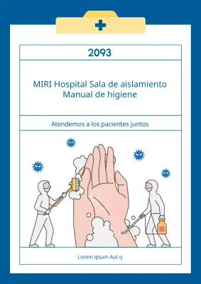 Material de formación para el manual de higiene de pabellones en colores azul y amarillo