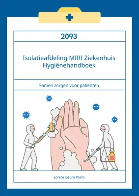 Blauw en geel kleurrijk zaalhygiënehandboek trainingsmateriaal