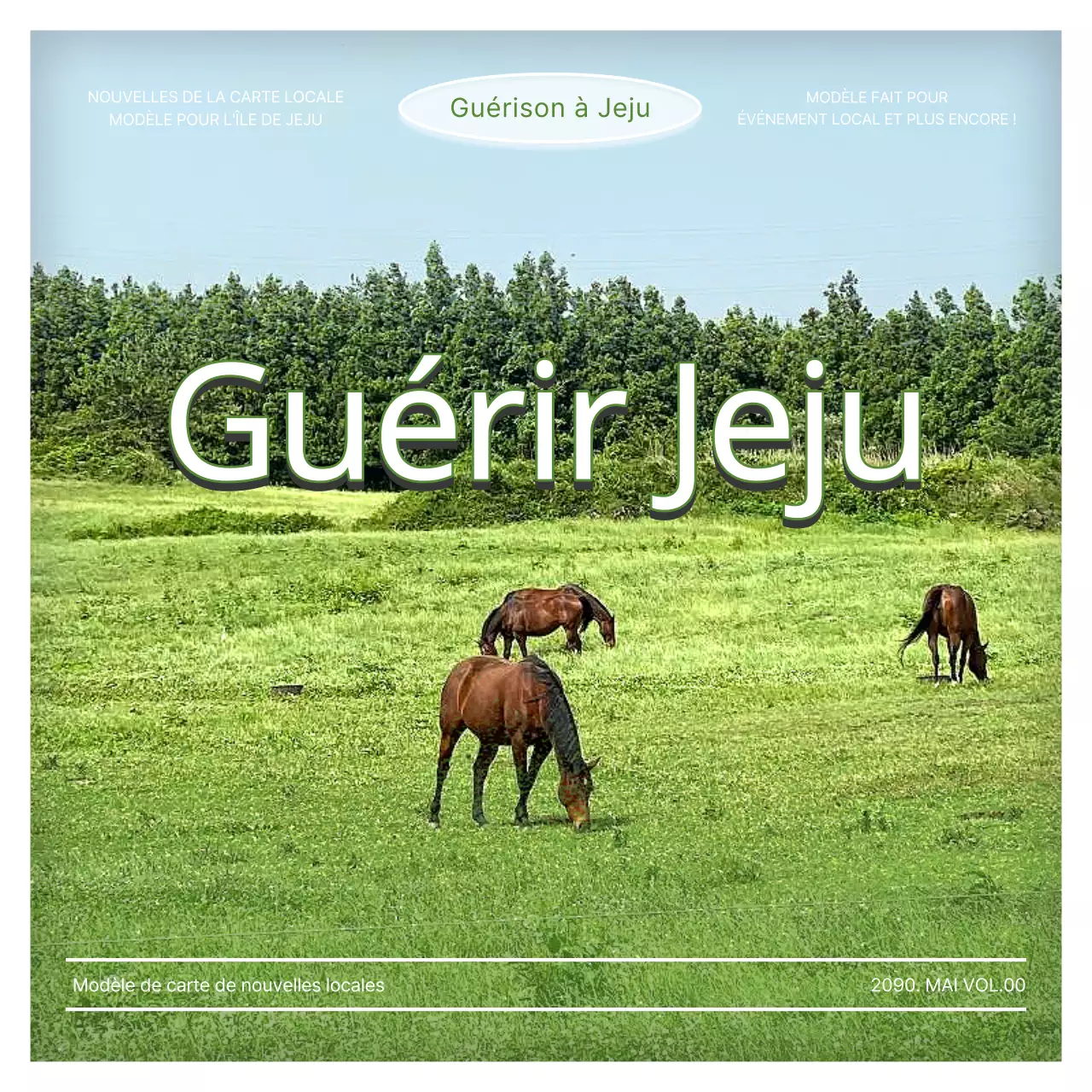 Un poteau-guide moderne pour le quartier de Jeju en vert clair et bleu ciel