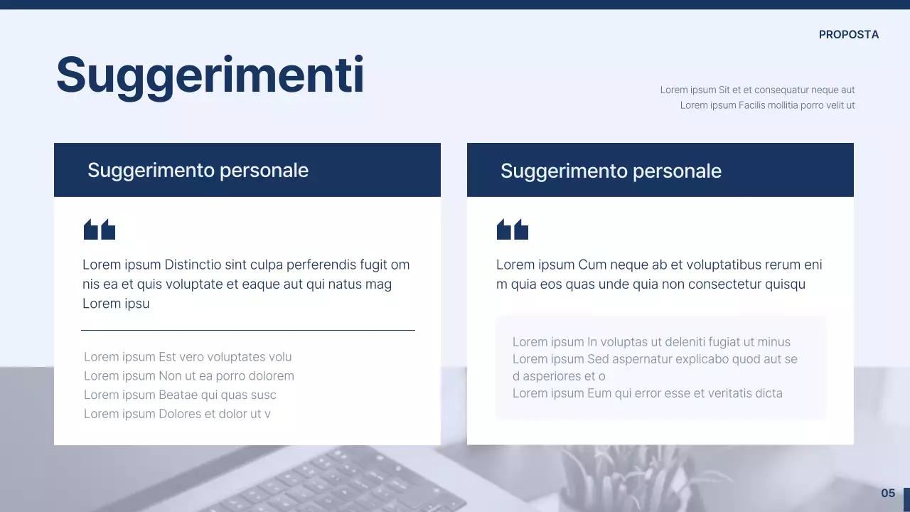 Una proposta semplice, blu chiaro e blu navy, per l'industria e l'università.