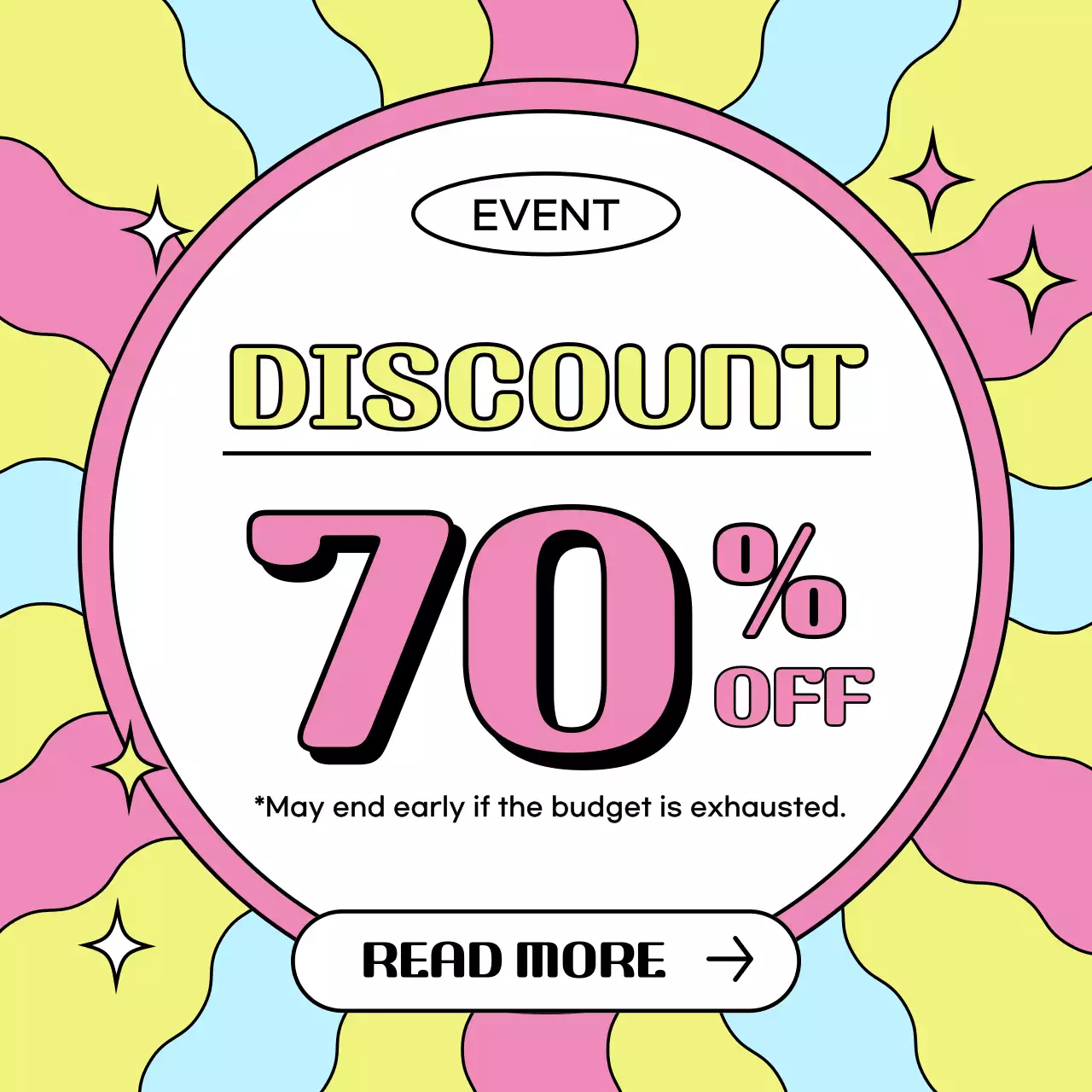 Colorful Retro Discount Promotion Social Media Post