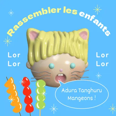 Annonce de vente de Tanghuru pour la Journée des enfants en bleu clair et jaune