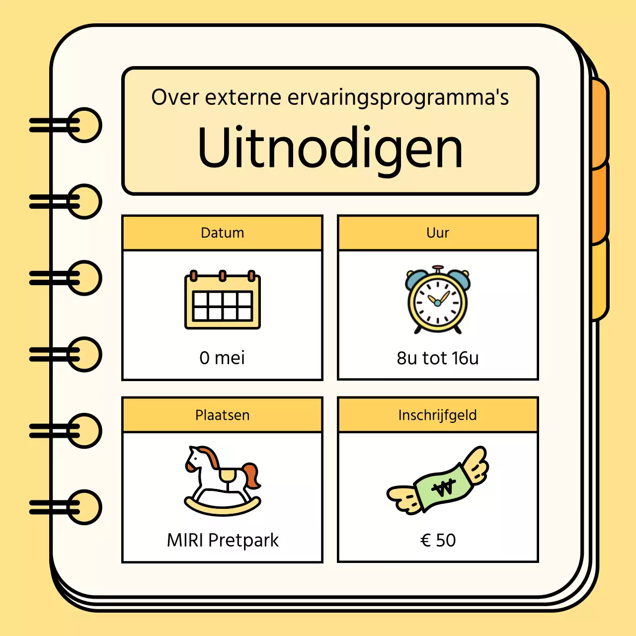 Een schattig lesplan voor een uitstapje met een oranje achtergrond