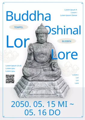 Ein einfacher blau-weißer Flyer für ein beliebtes Thunfisch-Sashimi-Gericht