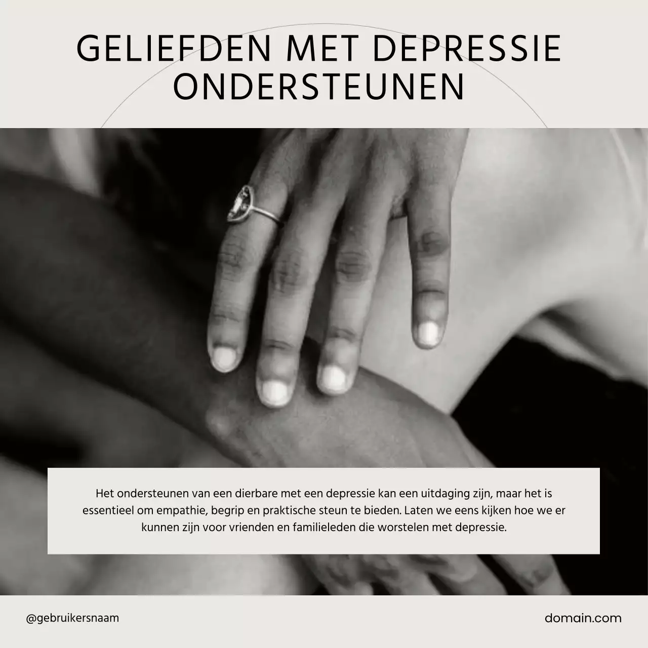 Beige Zwart-Wit Minimalistische Geestelijke Gezondheidszorg Zelf-Liefde-campagne