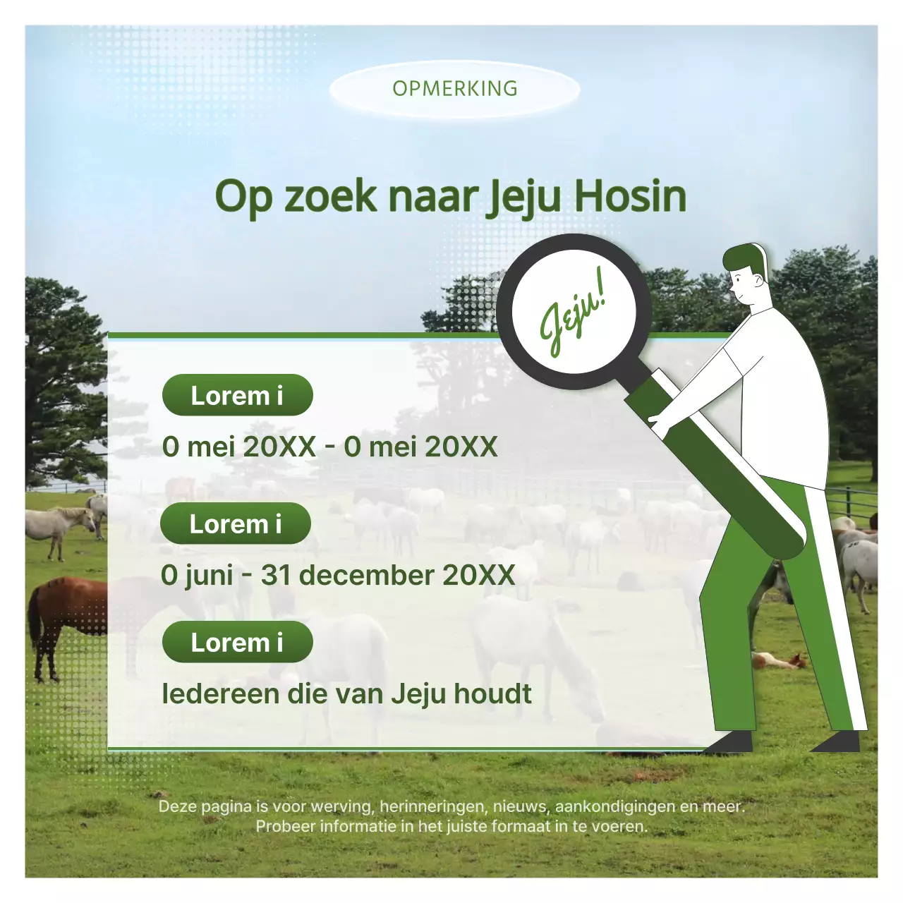 Een moderne Jeju-wijkgids in lichtgroen en hemelsblauw