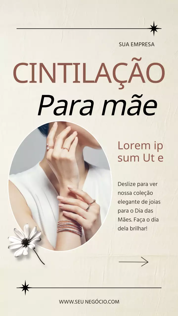 Promoção de jóias exclusivas elegantes em bege e castanho para a mãe