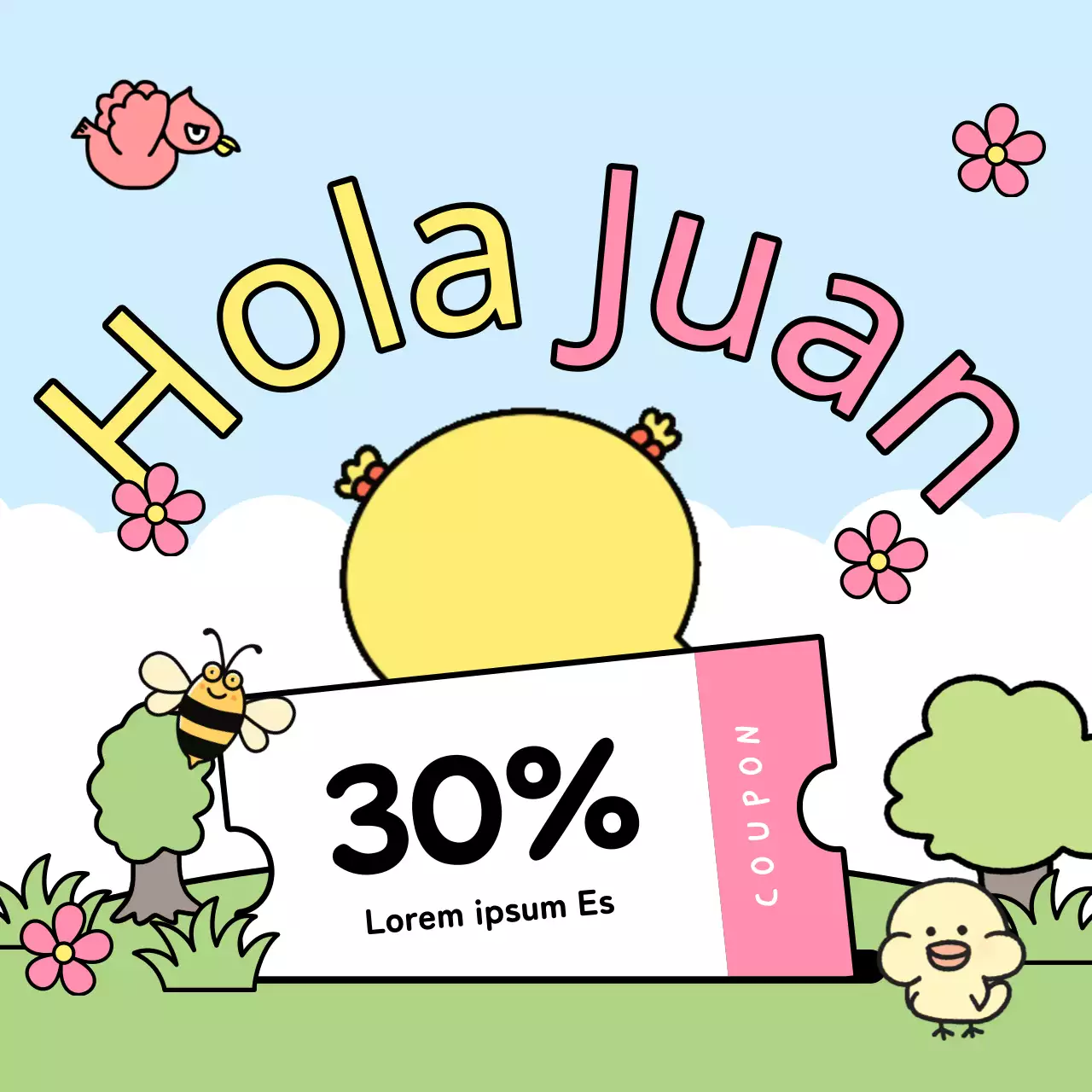 Un bonito anuncio primaveral en verde y chartreuse