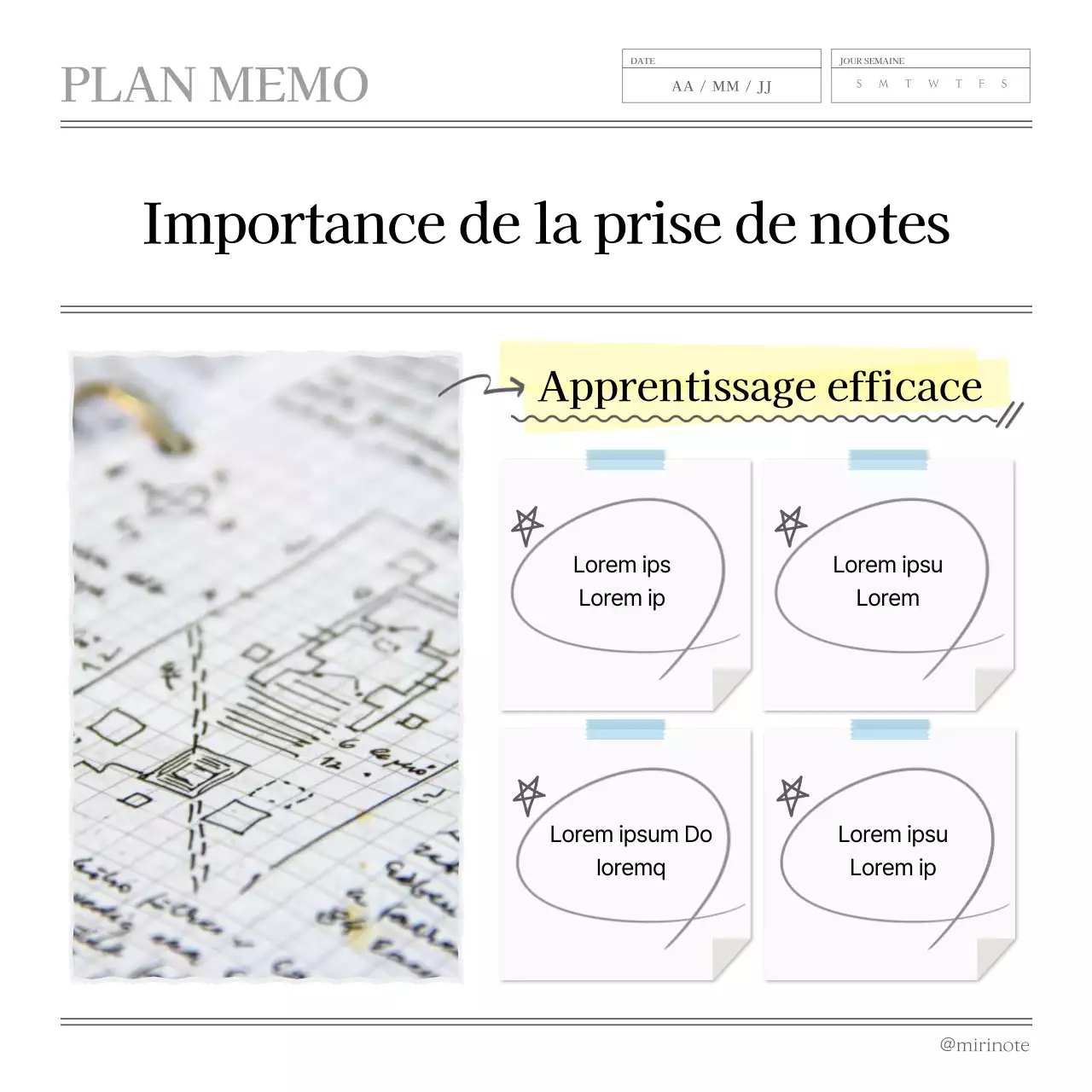 Trucs et astuces pour une prise de notes minimaliste en gris et jaune