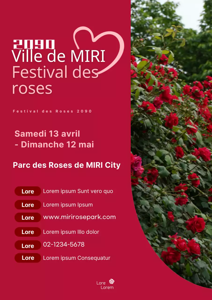 Dépliant promotionnel du Festival des roses rouges et modernes