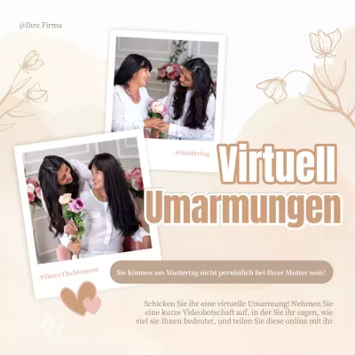 Brown Simple Virtual Hugs Muttertags-Werbung