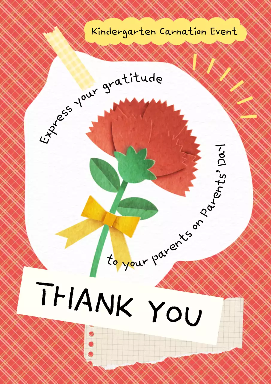 빨강과 노랑의 귀여운 유치원 카네이션 행사 홍보 포스터