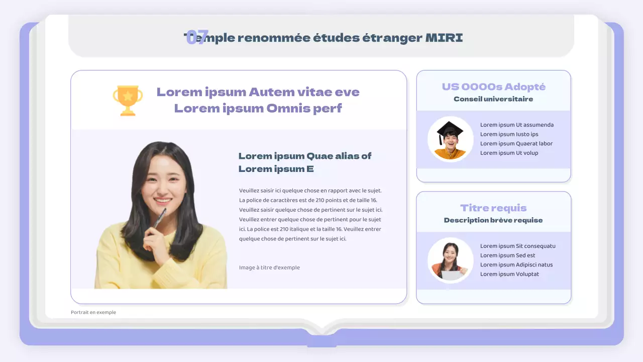 Un simple prospectus d'études à l'étranger en mauve et blanc