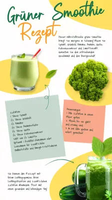 Grüner und gelber natürlicher erfrischender grüner Smoothie-Rezept